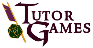 Tutor Games logo with die and quill