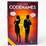 Codenames board game box with white background
